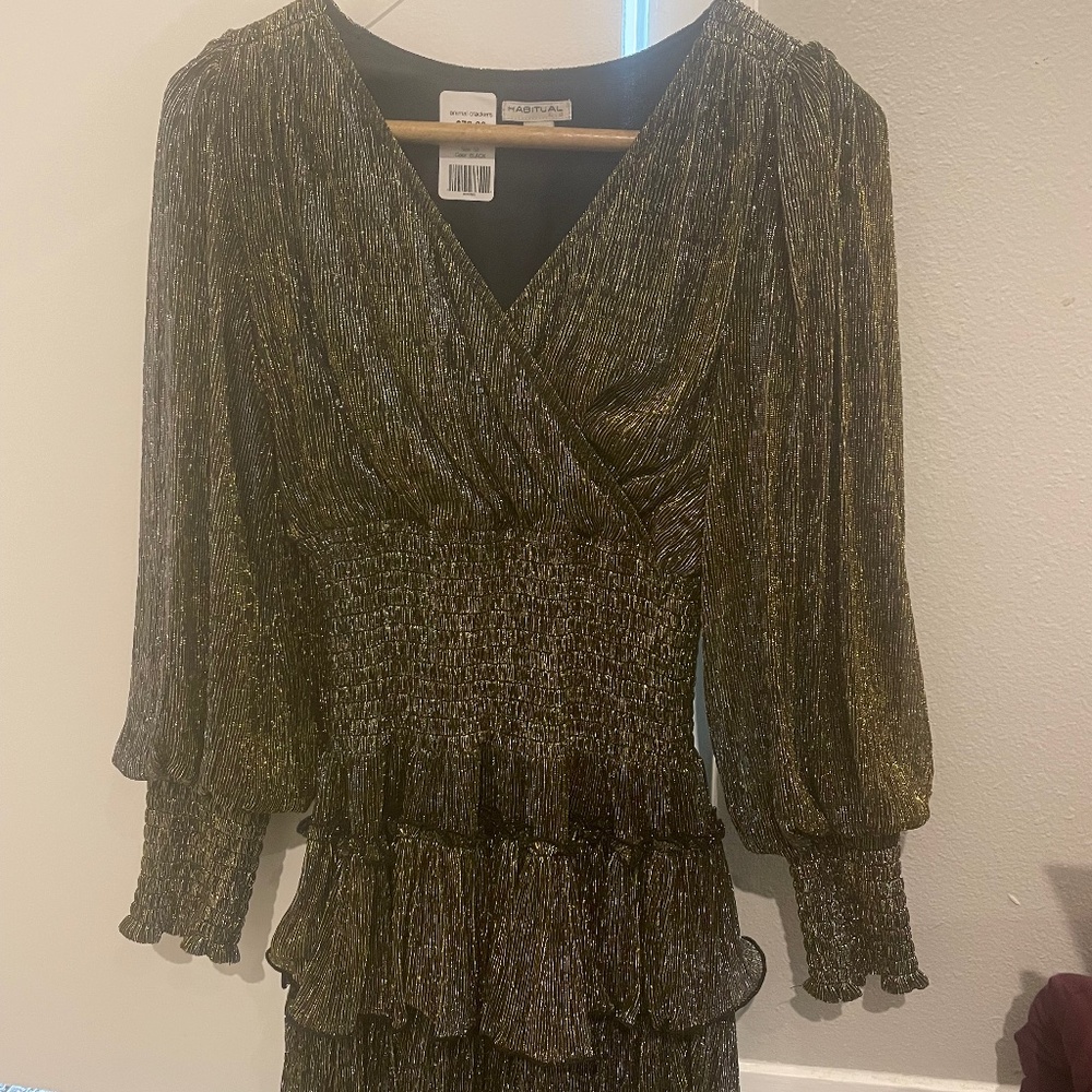 Girls Gold Shimmer Dress